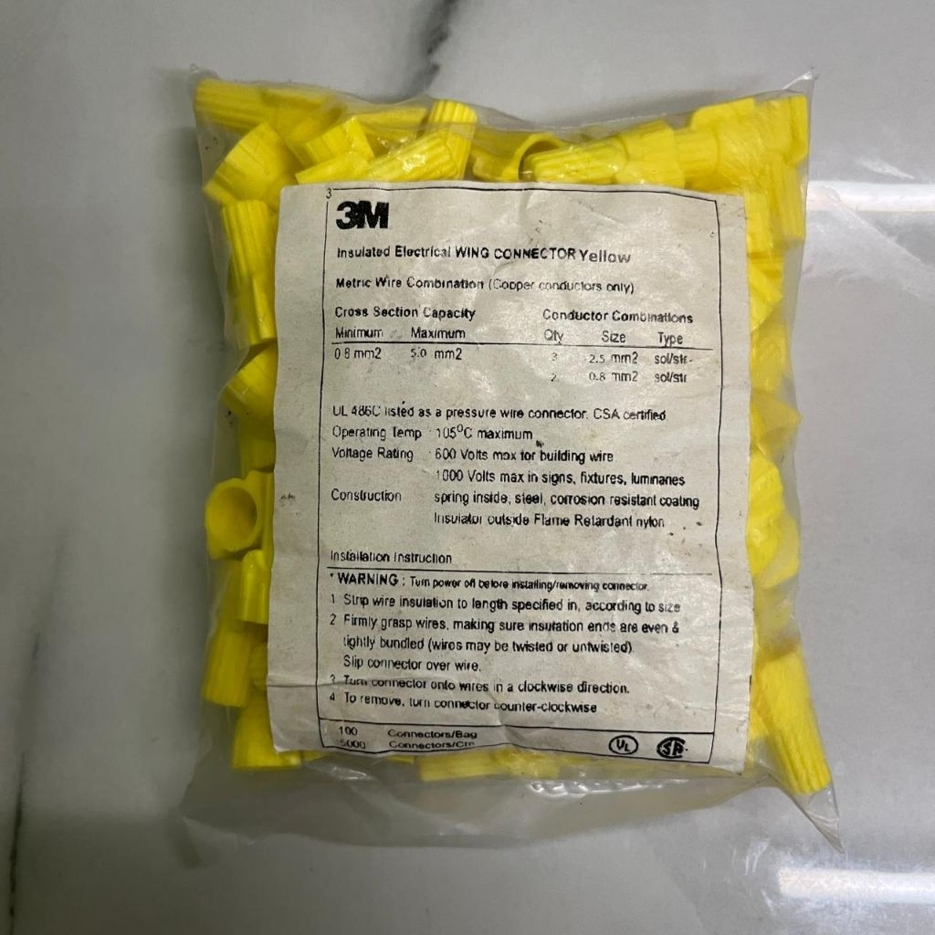 Lasdop 3M Wing connector yellow 100pcs