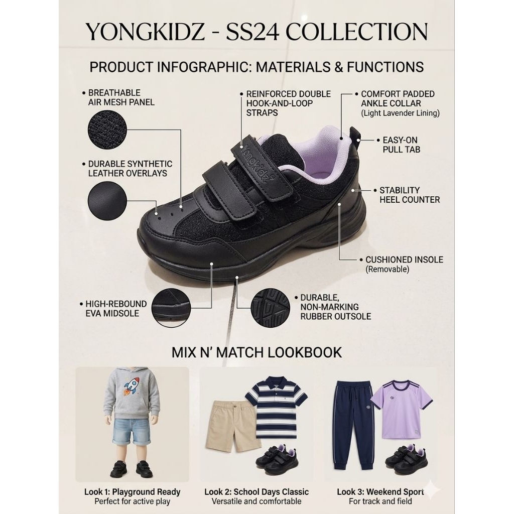 Sepatu sekolah anak perempuan yongkidz