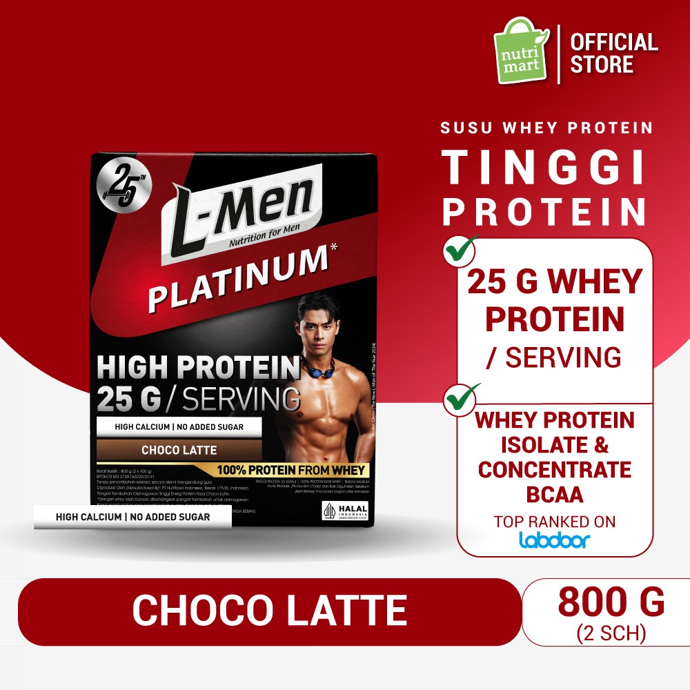 L-Men Platinum Refill Choco Latte 800 gram - Kemasan Refill Suplemen Fitness Tinggi Protein