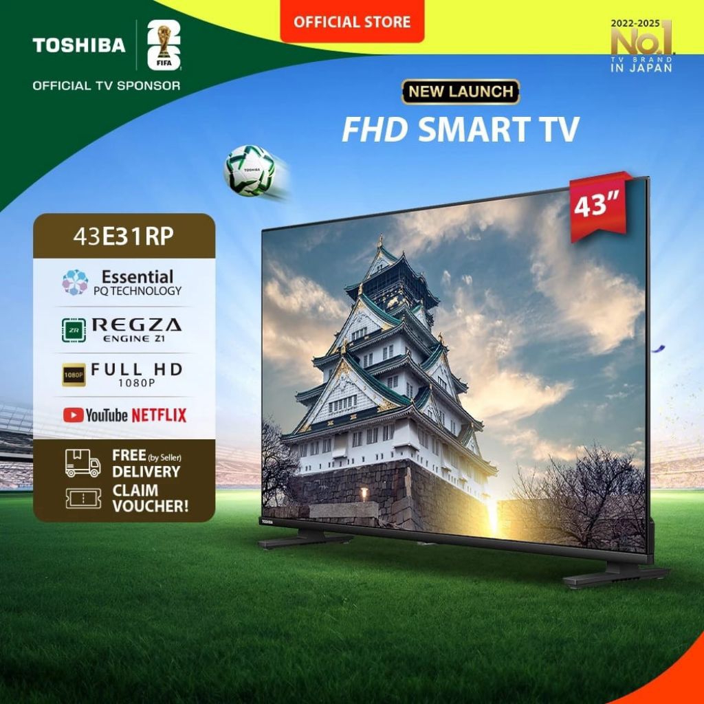 Toshiba TV 43" FHD Smart TV - Regza AI Sound Netflix Disney+ Youtube Dolby Audio Screen Sharing HDMI