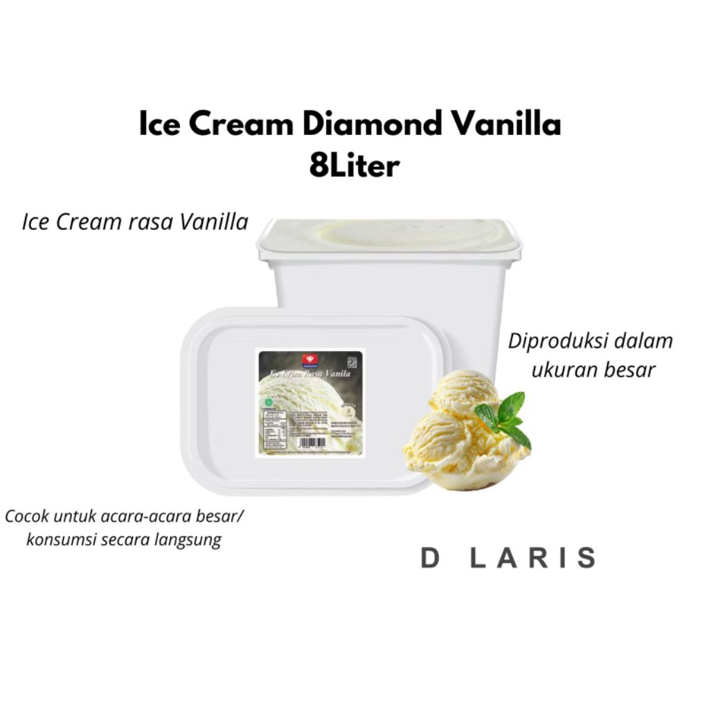 Ice Cream Diamond Vanilla 8liter Es Krim Box Besar Rasa Vanila Yang Creamy Lembut Enak