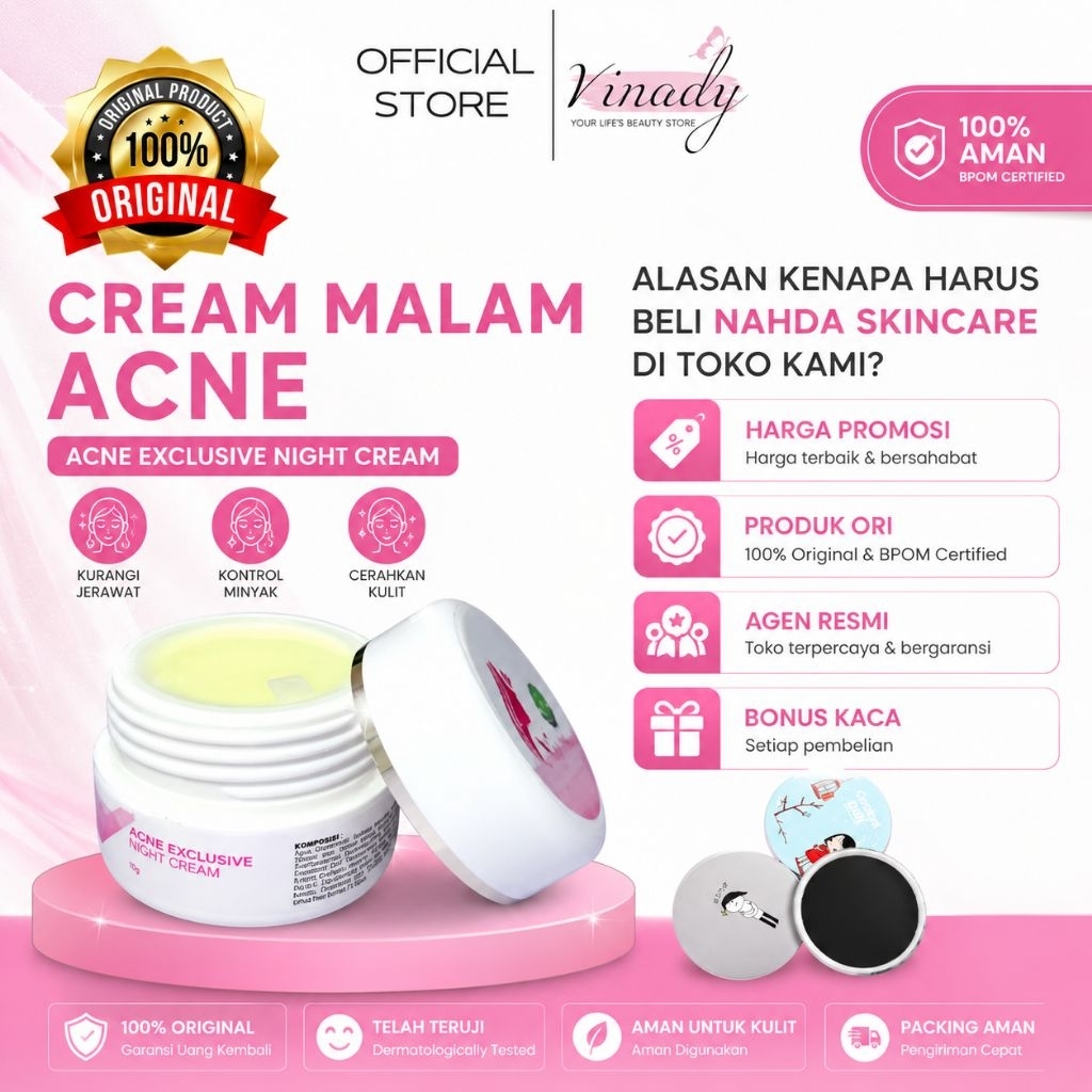 Nahda skincare ECER cream malam/Nahda Skincare Night Cream/Cream Malam 100% Original/Cream Malam acn