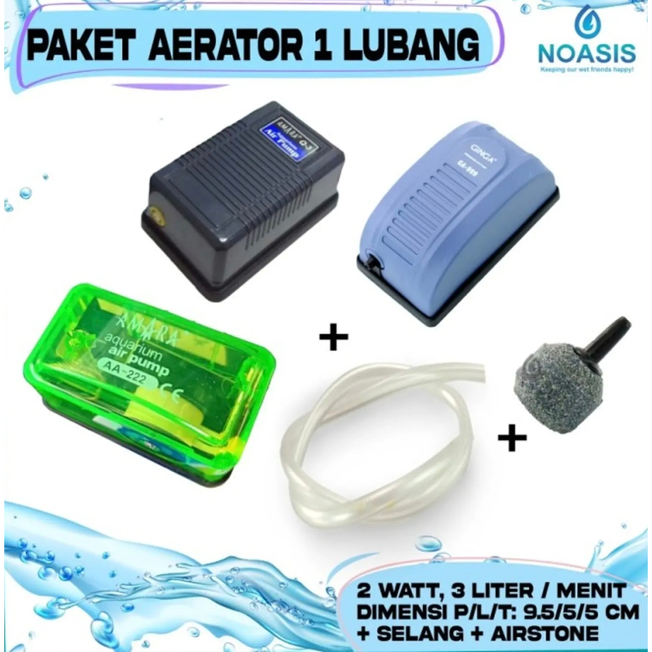 PAKET LENGKAP MESIN UDARA 1 LUBANG / AERATOR GELEMBUNG UDARA AQUARIUM - AMARA