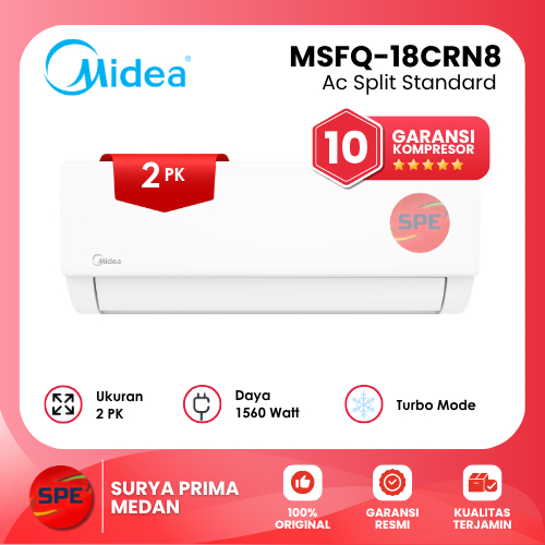 AC SPLIT STANDARD MIDEA UKURAN 2 PK MSFQ-18CRN8 ( GARANSI RESMI MEDAN )