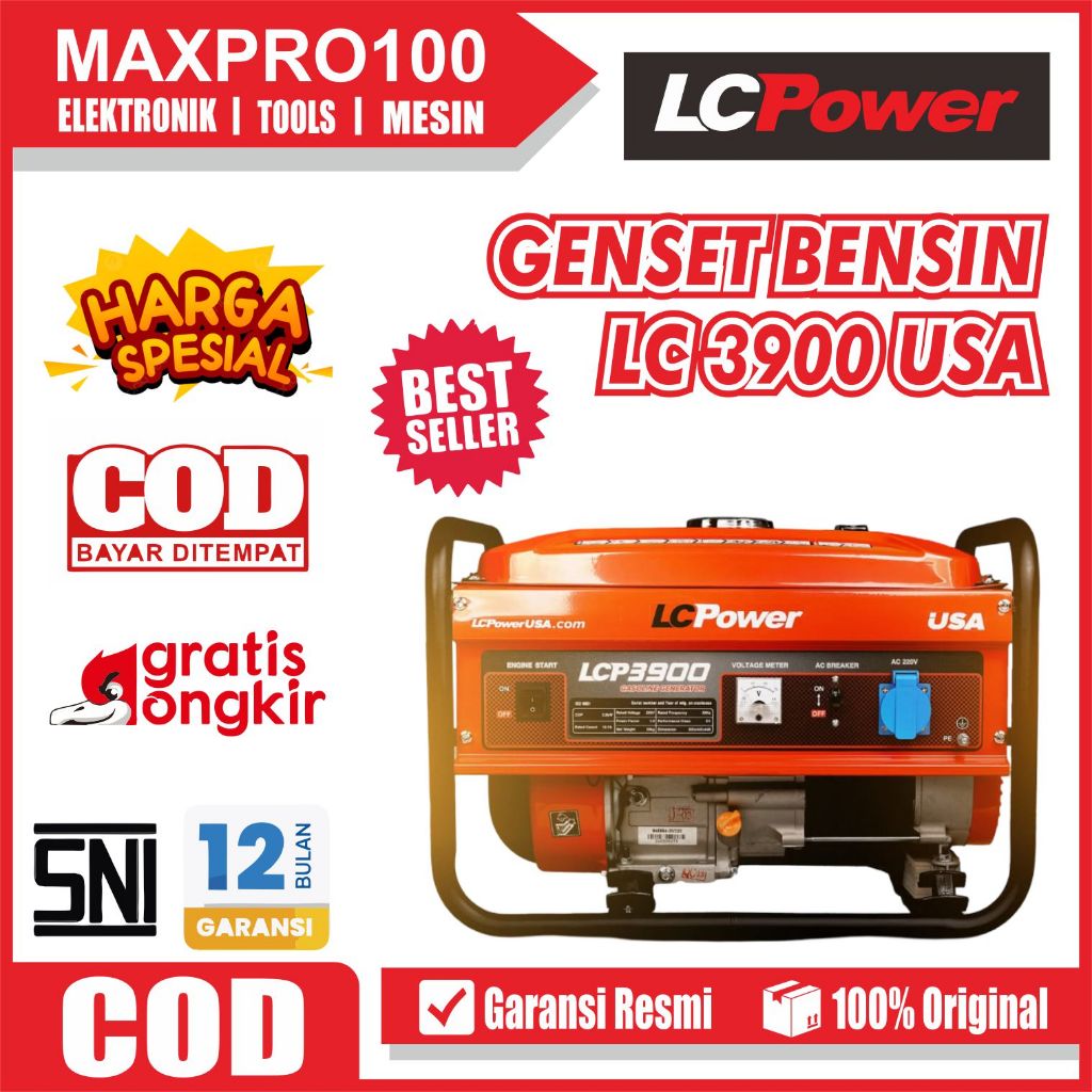 Genset Bensin LCPower LCP 3900 (3000 Watt) – Generator Listrik Tangguh untuk Rumah & Las