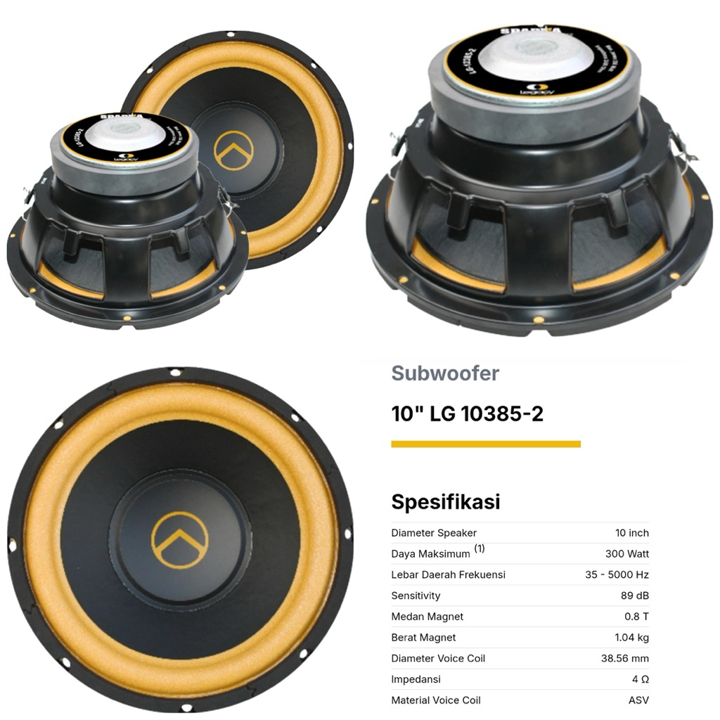 LEGACY SPARTA LG 10385-2 speaker komponen subwoofer 10 inch speker subwoofer 10in spiker subwofer 10