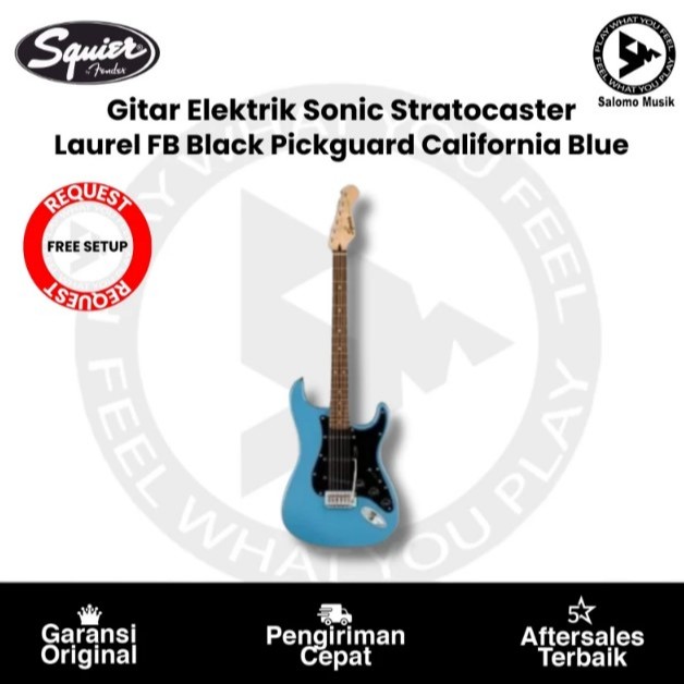 Gitar Elektrik Squier Sonic Stratocaster Black Pickguard California Blue Original