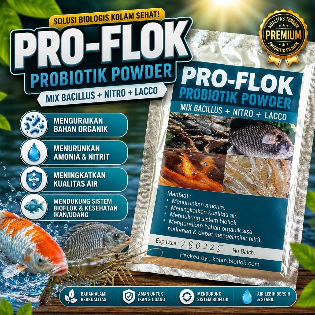 Probiotik Ikan PRO-Flok (proflok) untuk Kolam Bioflok dll