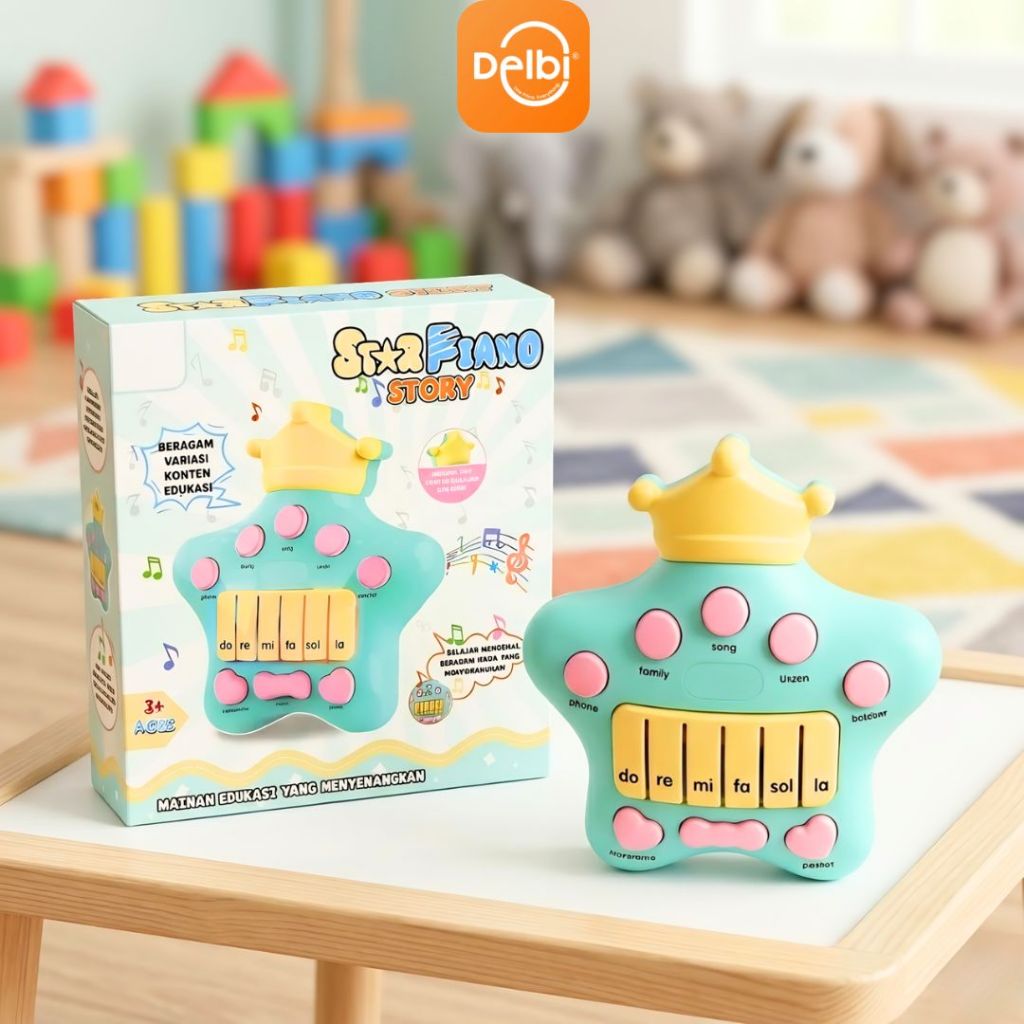 DELBIHOUSE - MAINAN EDUKASI ANAK STAR PIANO STORY ALAT MUSIC DENGAN BANYAK FITUR BX144