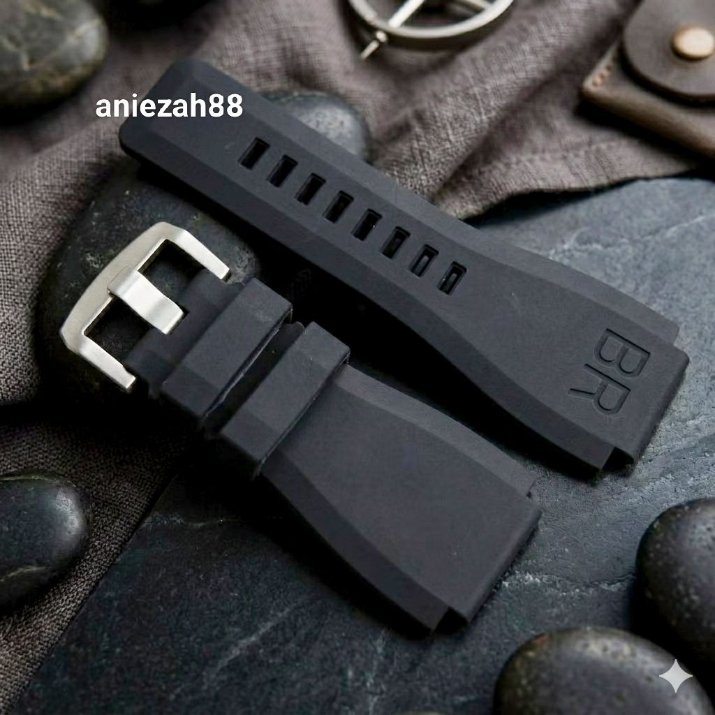 Tali Strap Karet Rubber Silicone for Jam tangan Bell&Ross Bell Ross Tali Jam BR