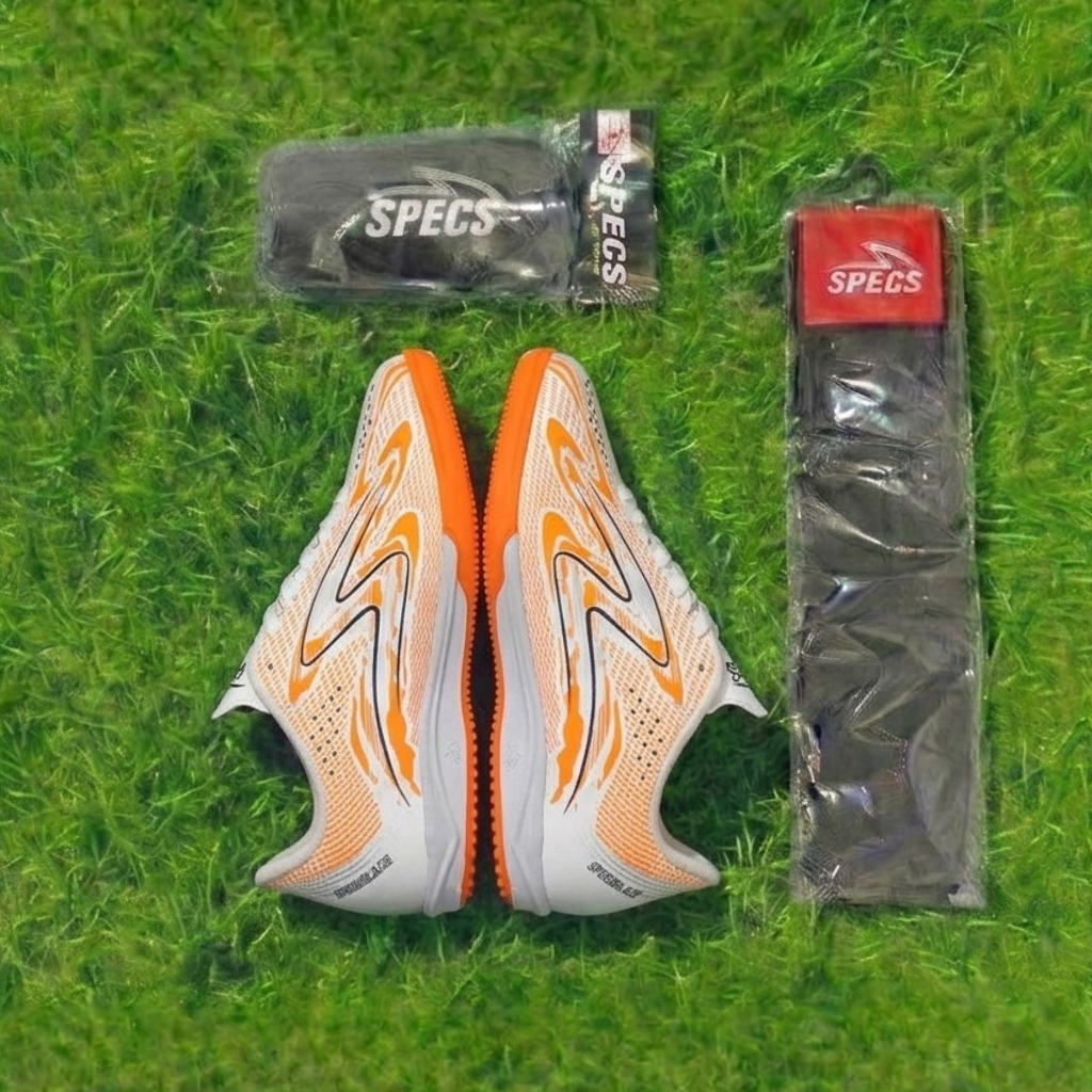 Sepatu Futsal Specs Speedblaze Putsal Pria FG Olahraga Pria Wanita Paket Kaos kaki + deker