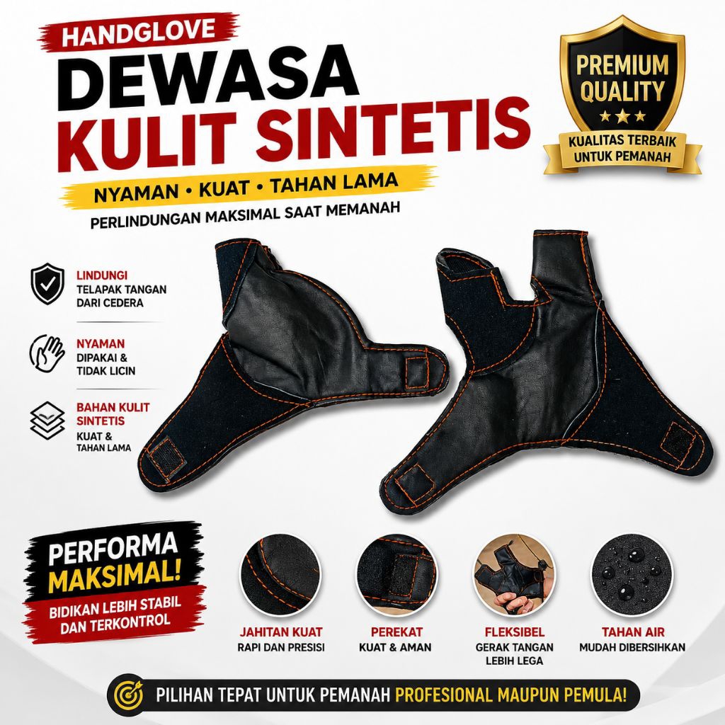 Sarung tangan panahan dewasa model handglove kulit sintetis/swede halus / 1 set olahraga panahan tra
