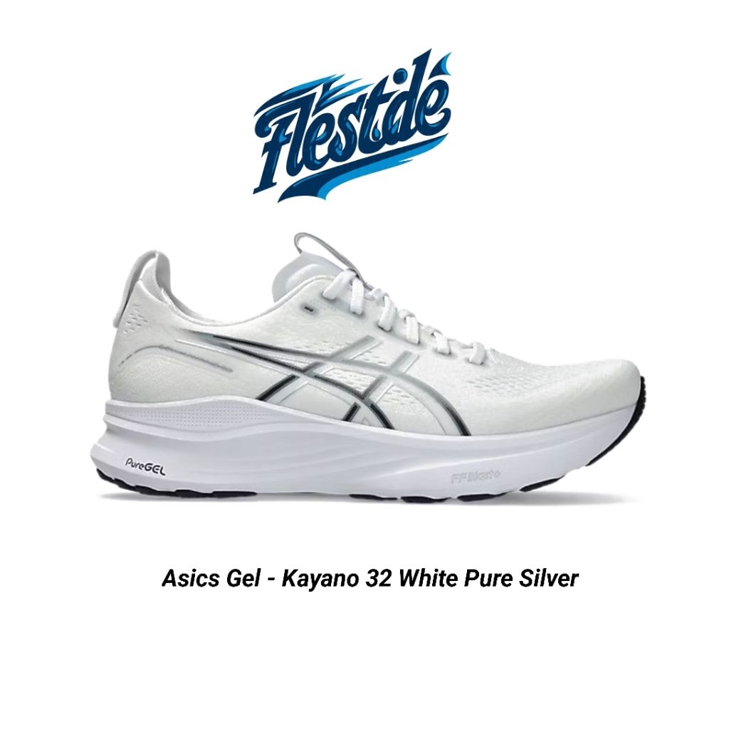 Sepatu Lari Pria Asics Gel Kayano 32 White Pure Silver