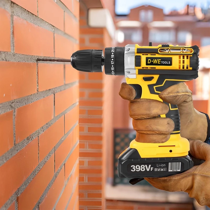 Mesin listrik Electric Screw Driver Hammer Set Brushless Motor Cordless Impact Drill Bor Beton Kayu 