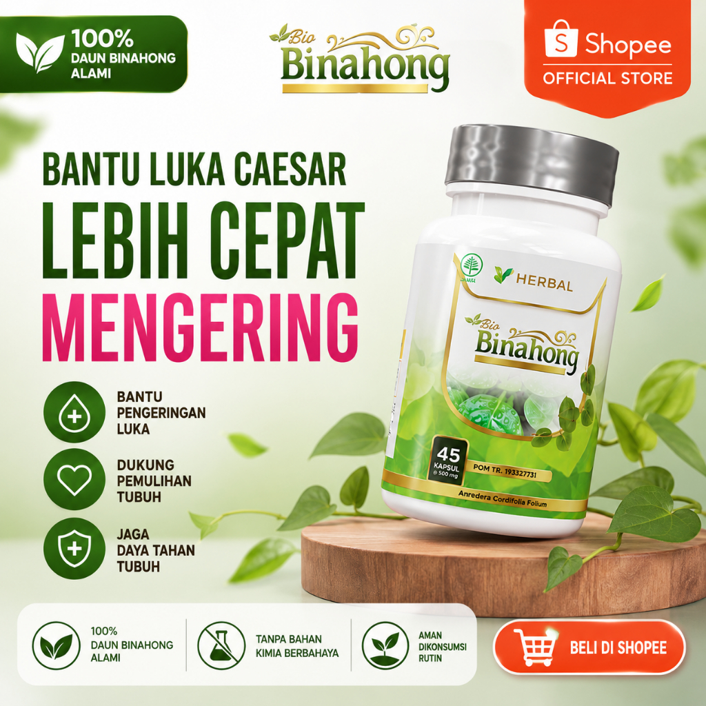 Bio Binahong - Kapsul Extra Daun Binahong Pengering Luka Pasca Operasi Kapsul Cepat Pulihkan Luka
