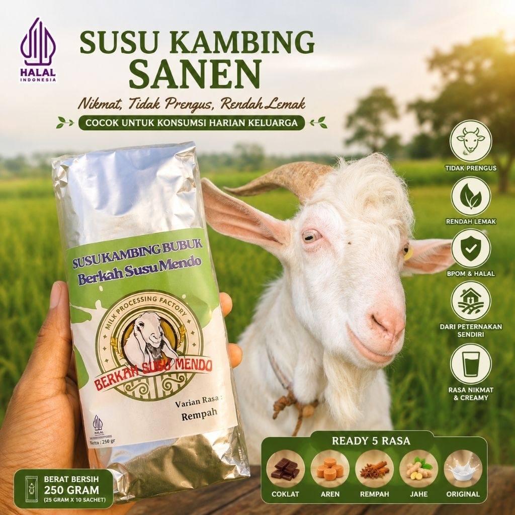 Susu Kambing Sanen Bubuk 250gr | Tidak Prengus | Ready 5 Rasa | Halal & Sehat
