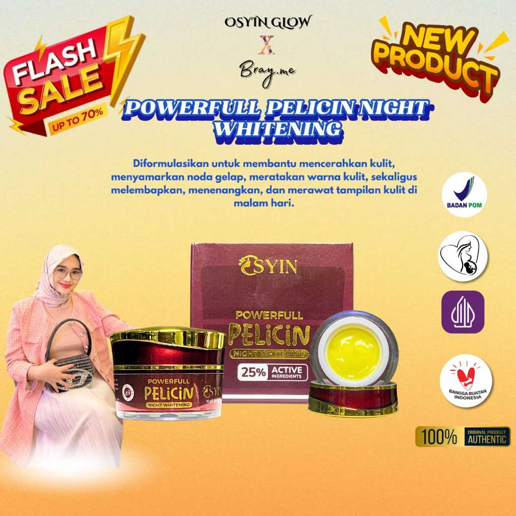 Powerfull Pelicin Night Whitening 10gr Osyin Glow