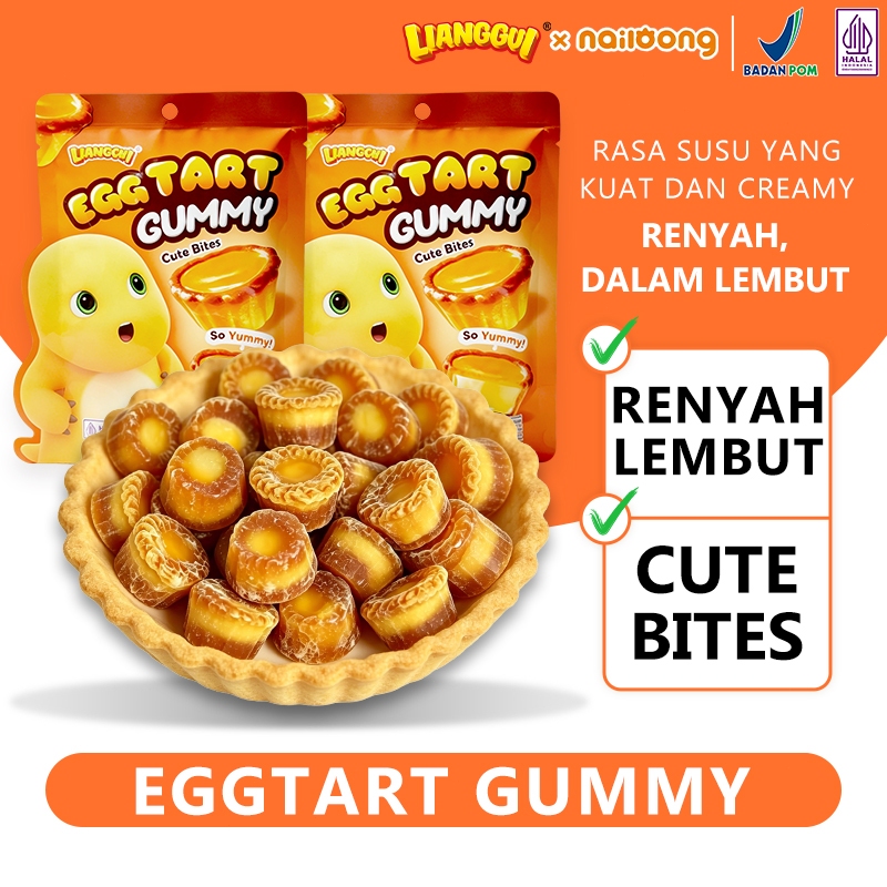 LIANGGUI Permen Unik Bentuk Egg Tart Mini - Candy Lucu Rasa Vla Susu - Camilan Kekinian Aesthetic - 