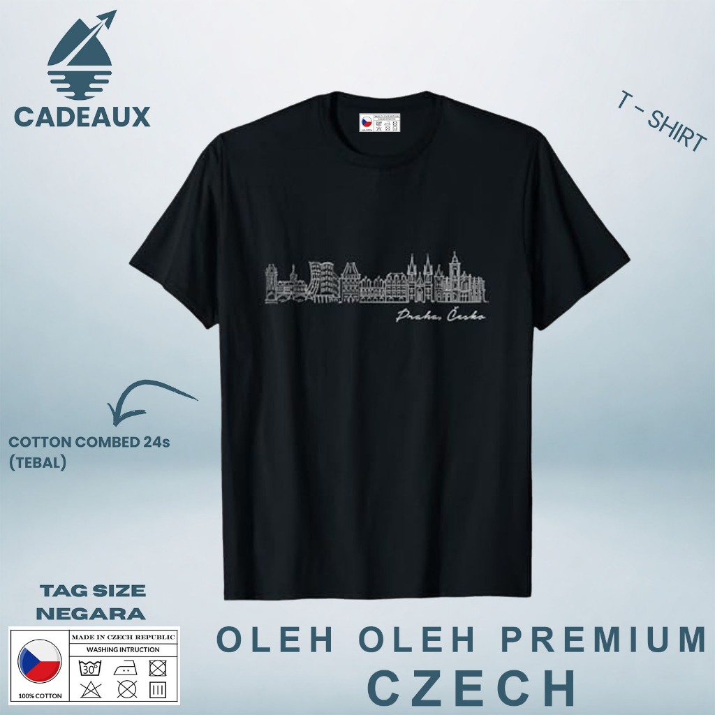 Kaos Oleh Oleh CZECH 3 PAKAI TAG ASAL NEGARA CZECH REPUBLIC T-Shirt Cotton Combed 24s SOUVENIR PREMI