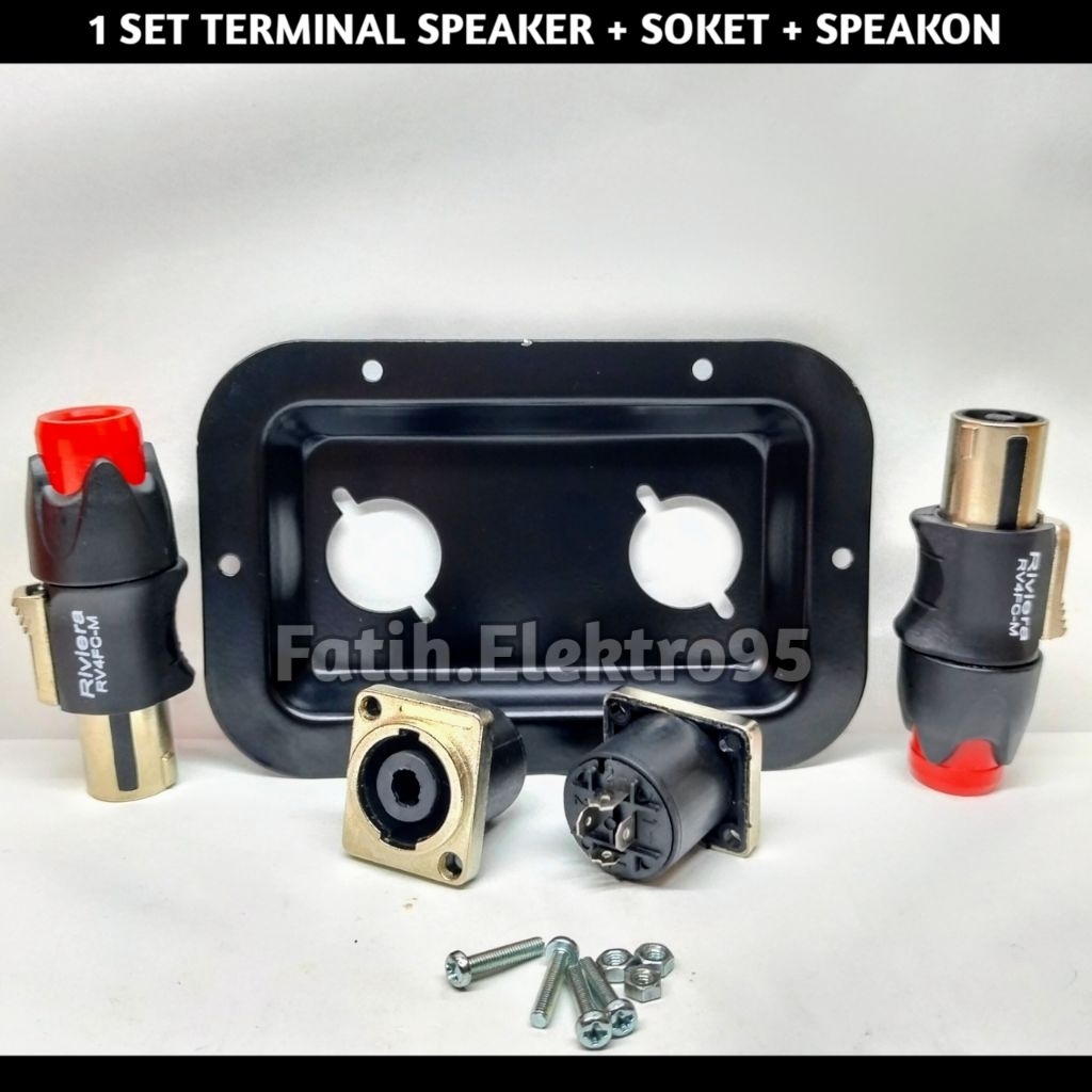 1 set terminal speaker besi oval plus soket + jek spikon berkualitas