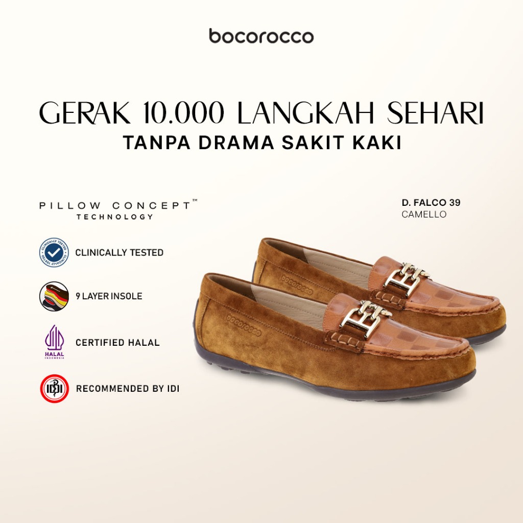 Bocorocco D. Falco 39 Camello - Sepatu Loafer Wanita Kulit Daily Casual - Halal & Nyaman