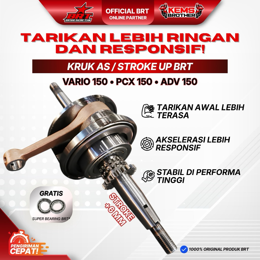 KRUK AS ORIGINAL BRT HONDA VARIO150 PCX 150 ADV 150 STROKEUP TOTAL 6MM GRATIS BEARING