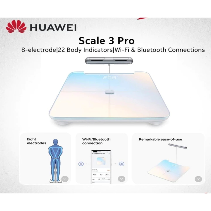 HUAWEI Scale 3 Pro Timbangan Digital Smart Body Fat WiFi Bluetooth Analisis Komposisi Tubuh Akurat