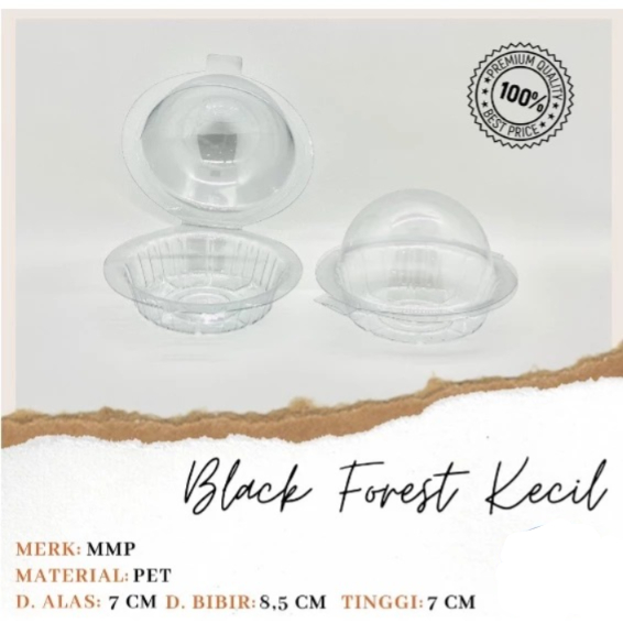 Isi 50 Pcs Mika Kue Muffin Black Forest Tart Mini Cake Tray Black Forest Kecil Plastik Mika Bening T