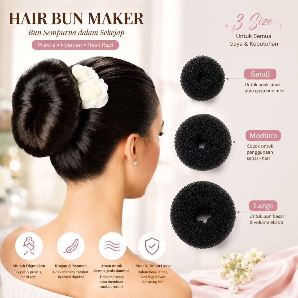 Donat Bun/Hair Bun/Busa Sanggul/Alat Cepol Rambut