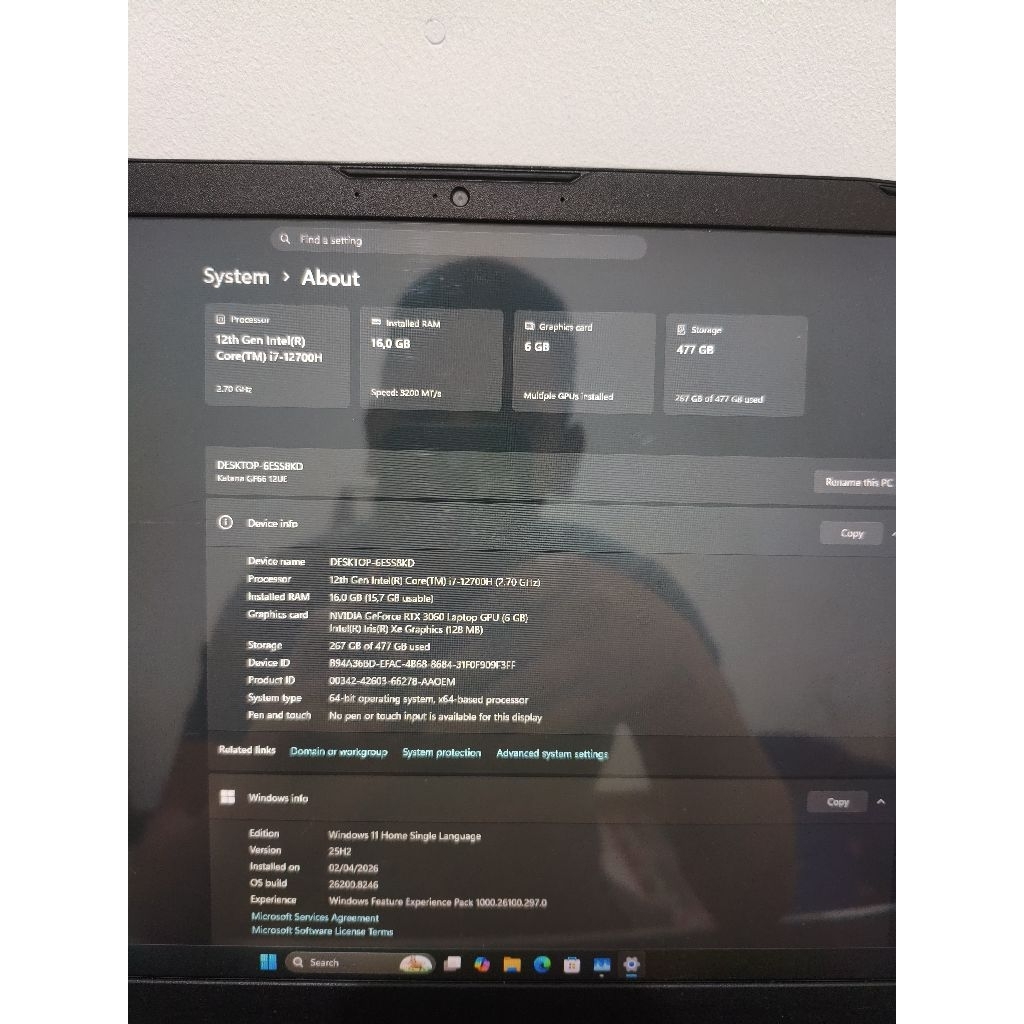 msi katana i7 12700H RTX 3060