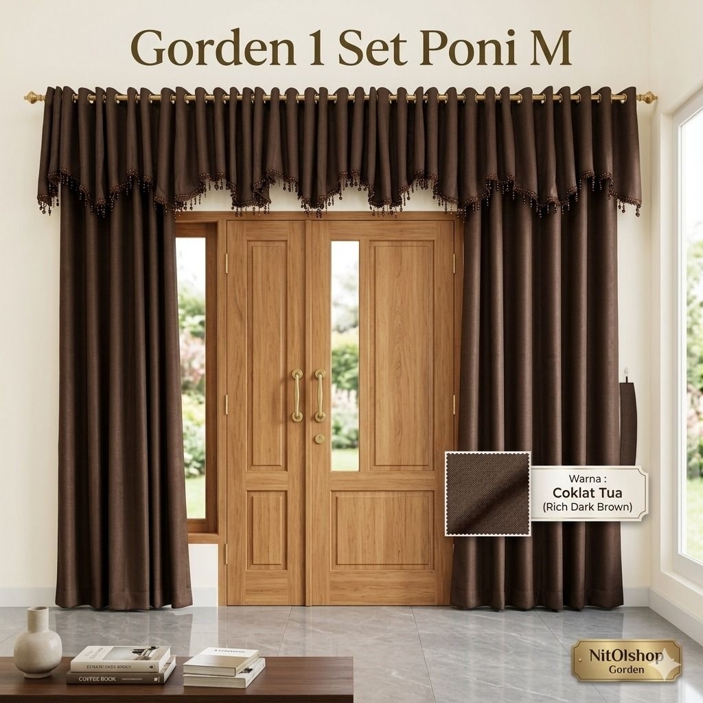 PROMO GORDEN POLOS 1 Set Gorden Poni  M Renda  Hordeng Jendela dan Pintu Gorden Atas Pintu Skatan Ru
