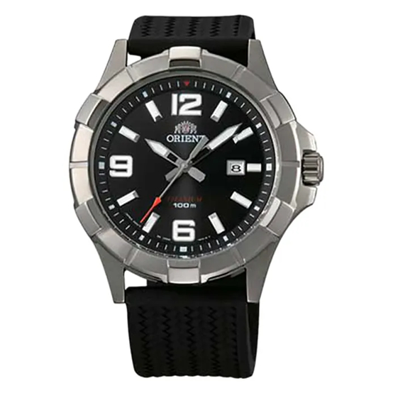 Orient FUNE6003B Chronomaster Titanium Black Dial Black Urethane Strap - Jam Tangan Orient