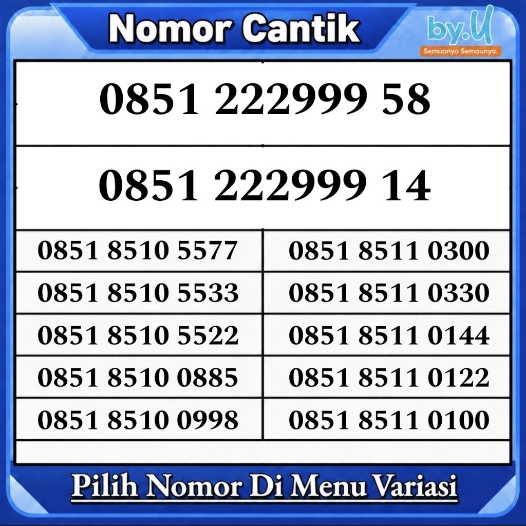Nomor Cantik By.U Pilih Nomor