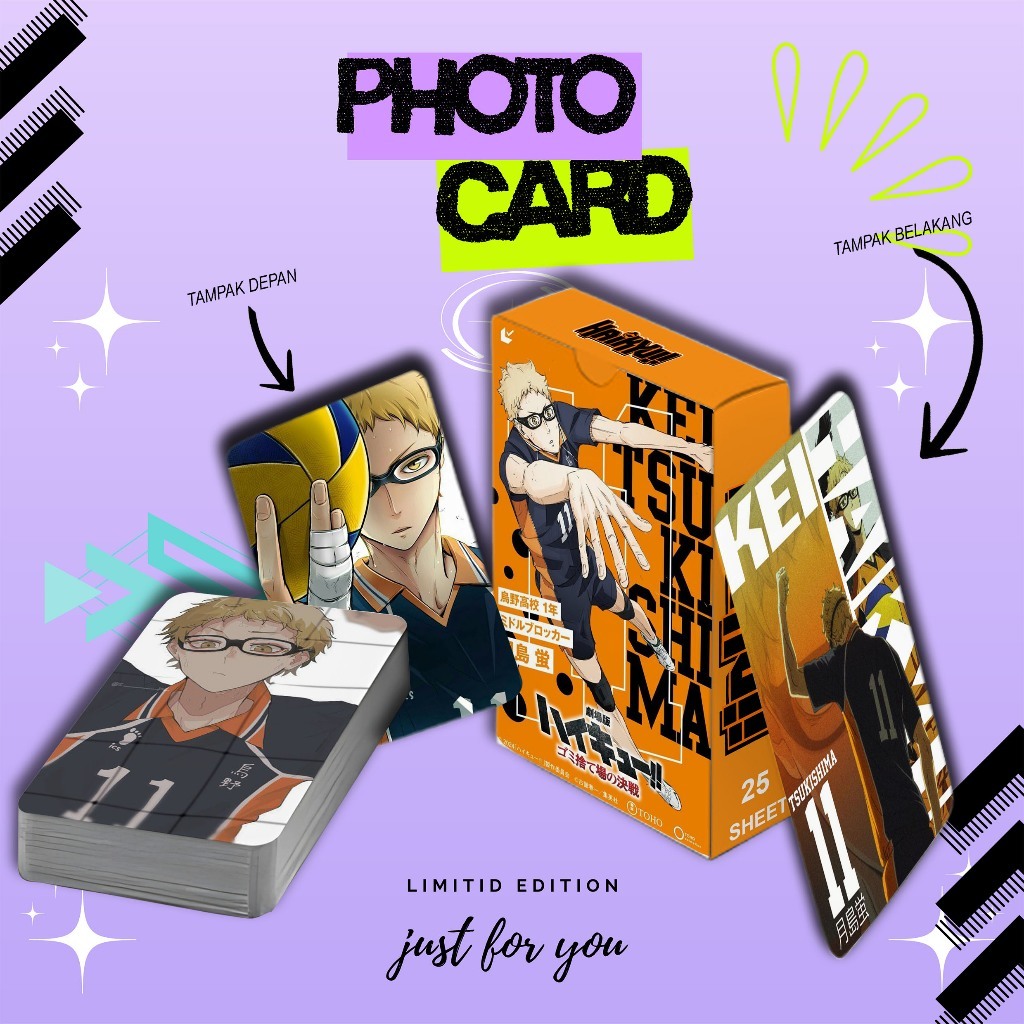 PHOTOCARD SET TERBARU TSUKUSHIMA KEI ANIME HAIKYUU PREMIUM ISI 25 PCS FREE BOX