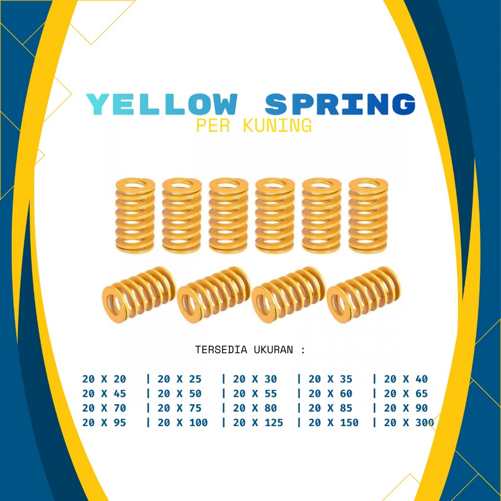 Per Kuning OD 20mm ID 10mm Panjang 20-300mm Yellow Mould Spring 20 mm