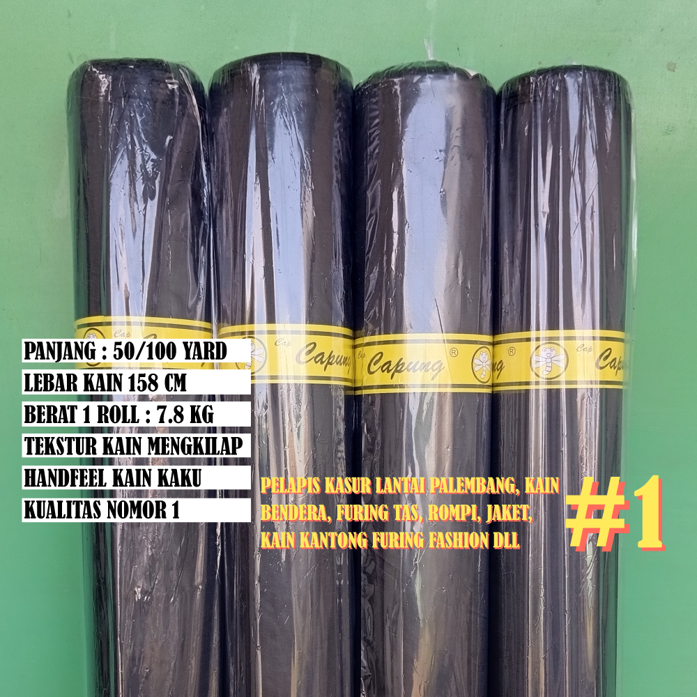 Grosir Kain Peles Capung (Hitam) Premium Per Roll 50 100 Yard Bahan Furing Tas Selempang Slingbag Ra
