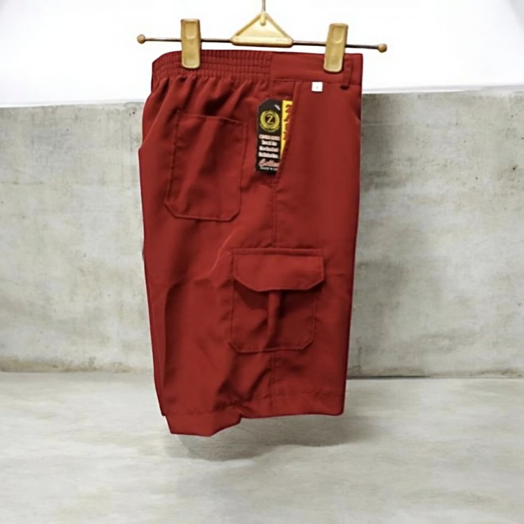 SERAGAM SEKOLAH Celana Pendek SD Merah Bahan Tissu - Celana Pendek SD Merah Kantong Samping