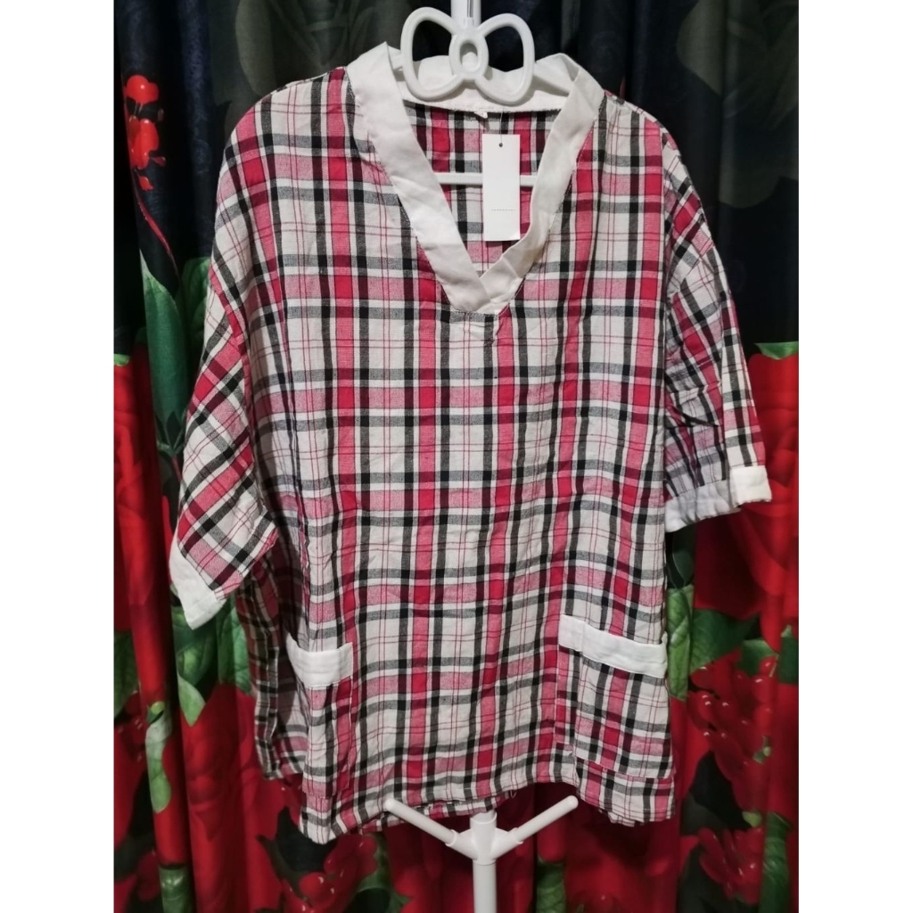 sale pre blouse tartan oversize