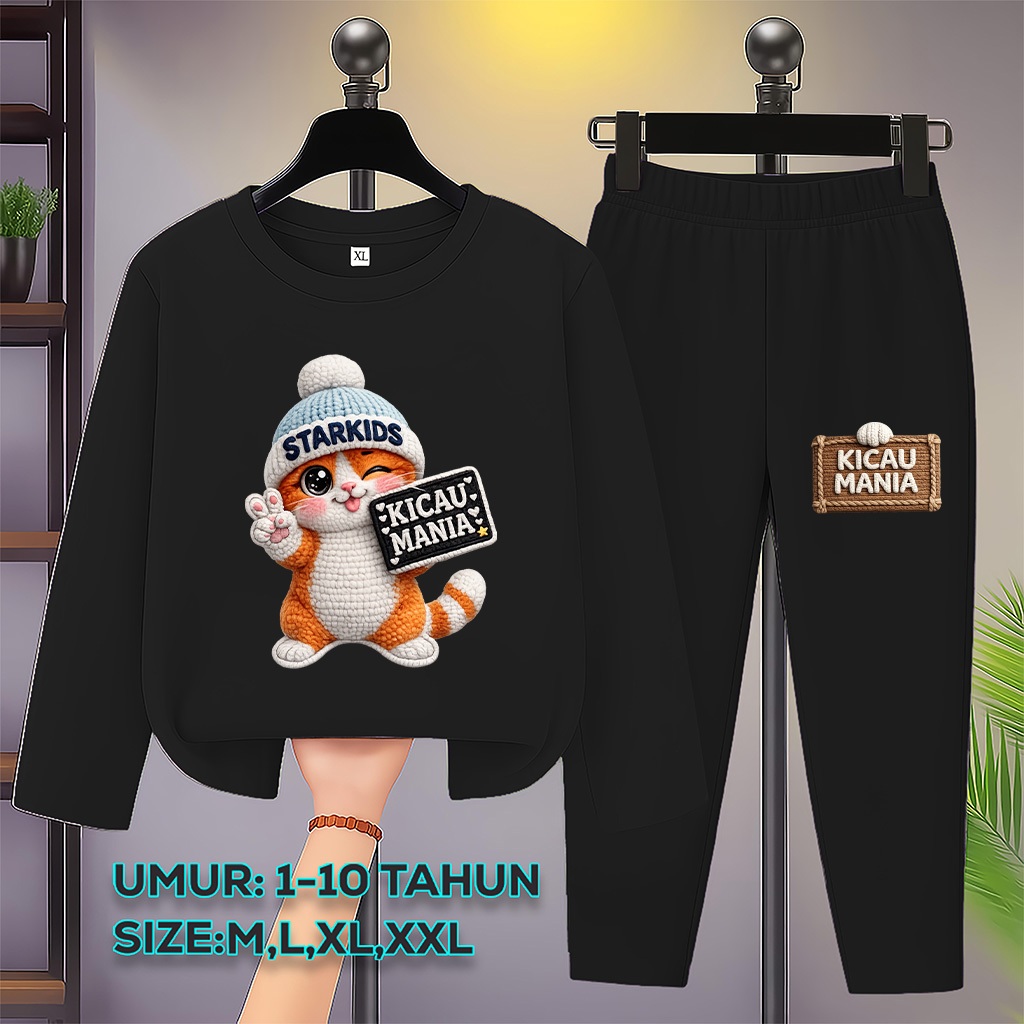 Kicau Mania Setelan Baju Anak Usia 3-10 Tahun Lengan Panjang Dan Celana Panjang Gambar Kicau Mania