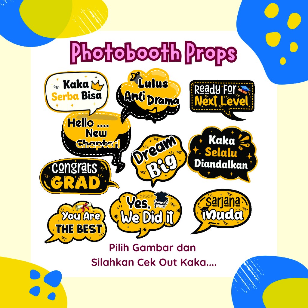 Photobooth Kelulusan Wisuda | MURAH - CUSTOM - TANPA PO| Photobooth Props kelulusan dan wisuda | Hia