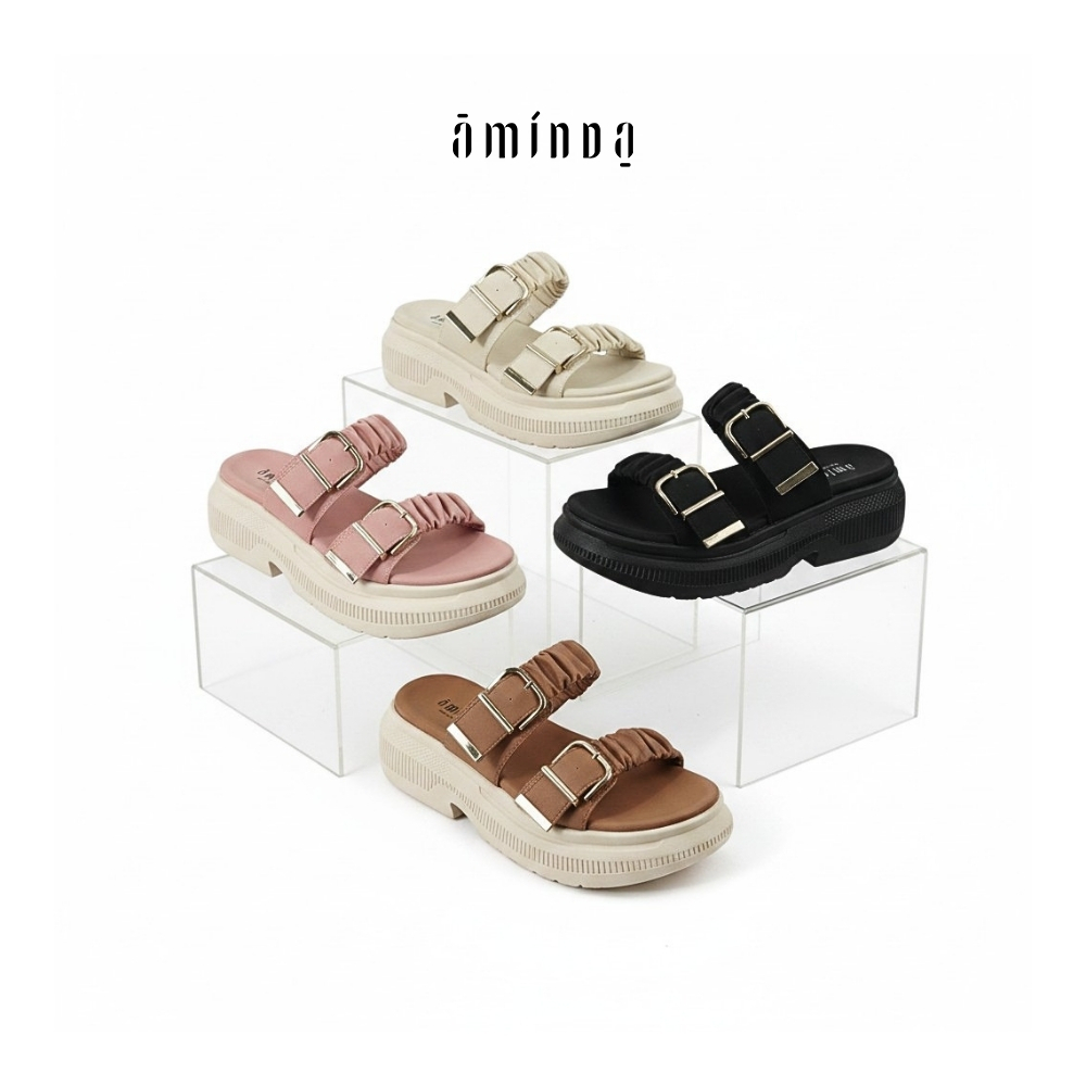 Aminda Utari Sandal - Sendal Wanita Platform 5cm Ruched Mewah Nyaman