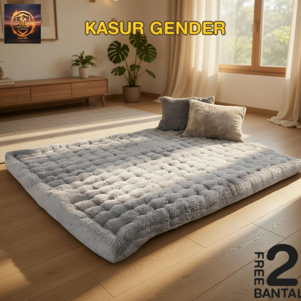 Kasur Bulu Gender Rasfur Lantai Matras Empuk dan Tebal ukuran Besar Gratis Dua Bantal