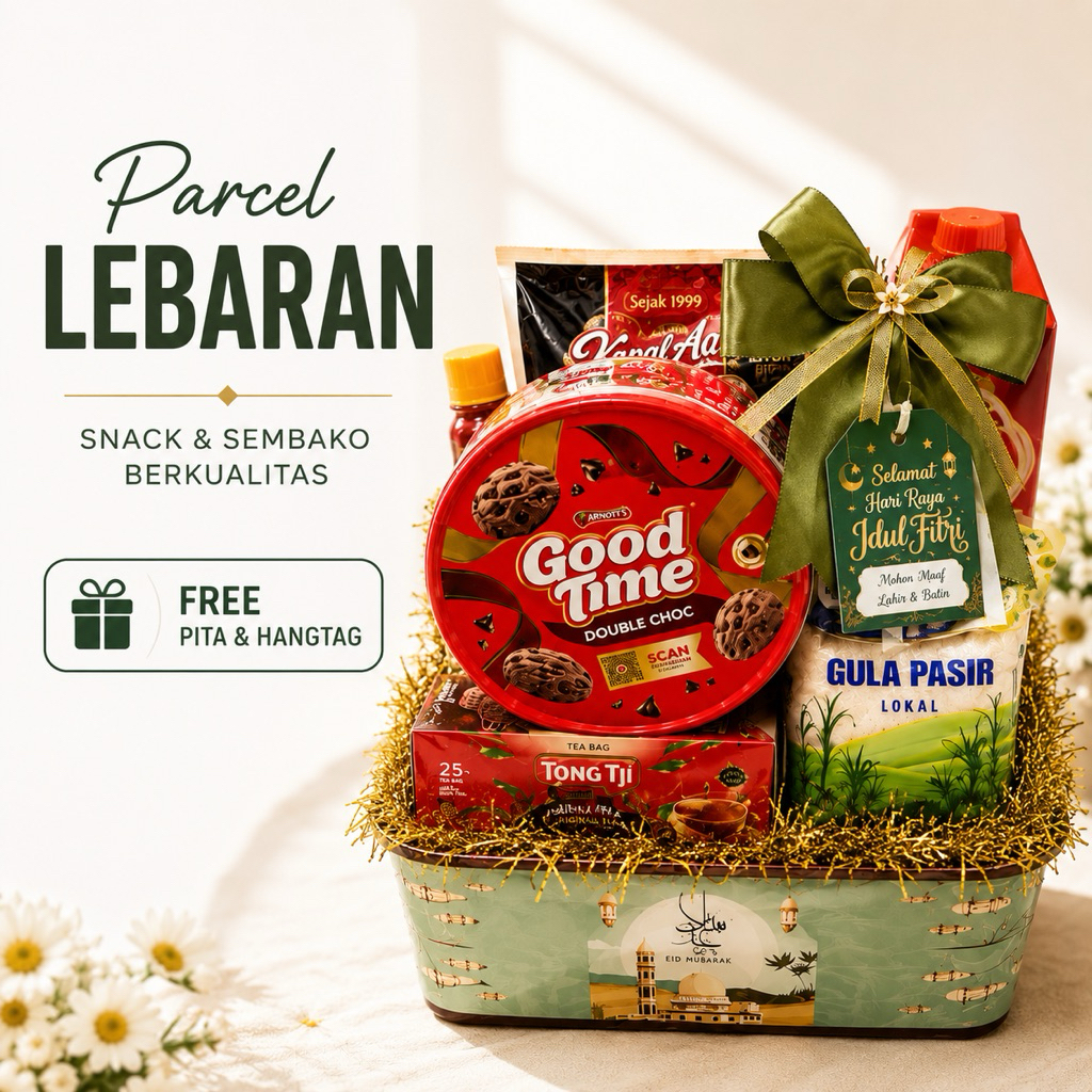 Parcel Lebaran Premium Isi Snack dan Sembako | Free Pita Hangtag