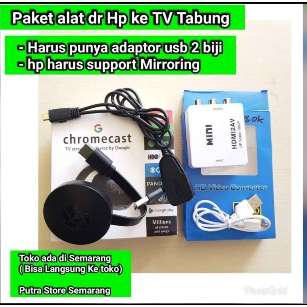 Paket Alat dari Hp ke Tv tabung Anycast Tv tabung penghubung hp ke tv tabung
