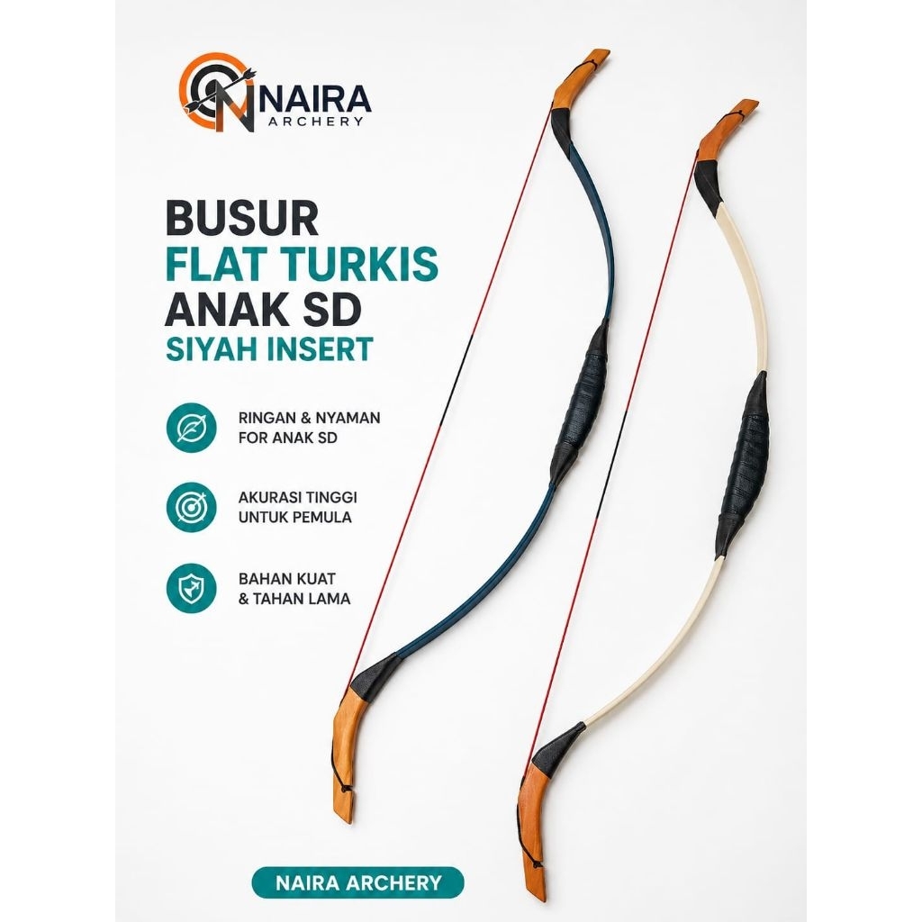 Busur Flat Turkis Anak SD Siyah Insert Lbs 25