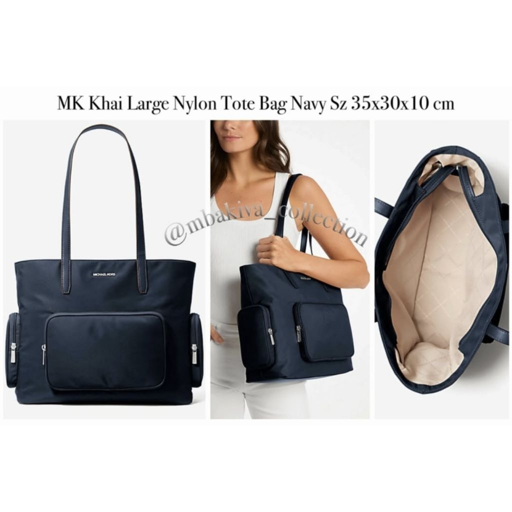 MK Khai Large Nylon Tote Bag Navy