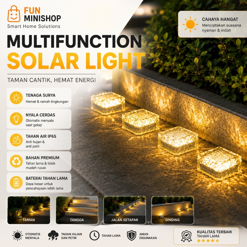 Lampu Taman Lampu Tangga Lampu Pagar Solar Tenaga Surya LED Outdoor LAMPU LANTAI