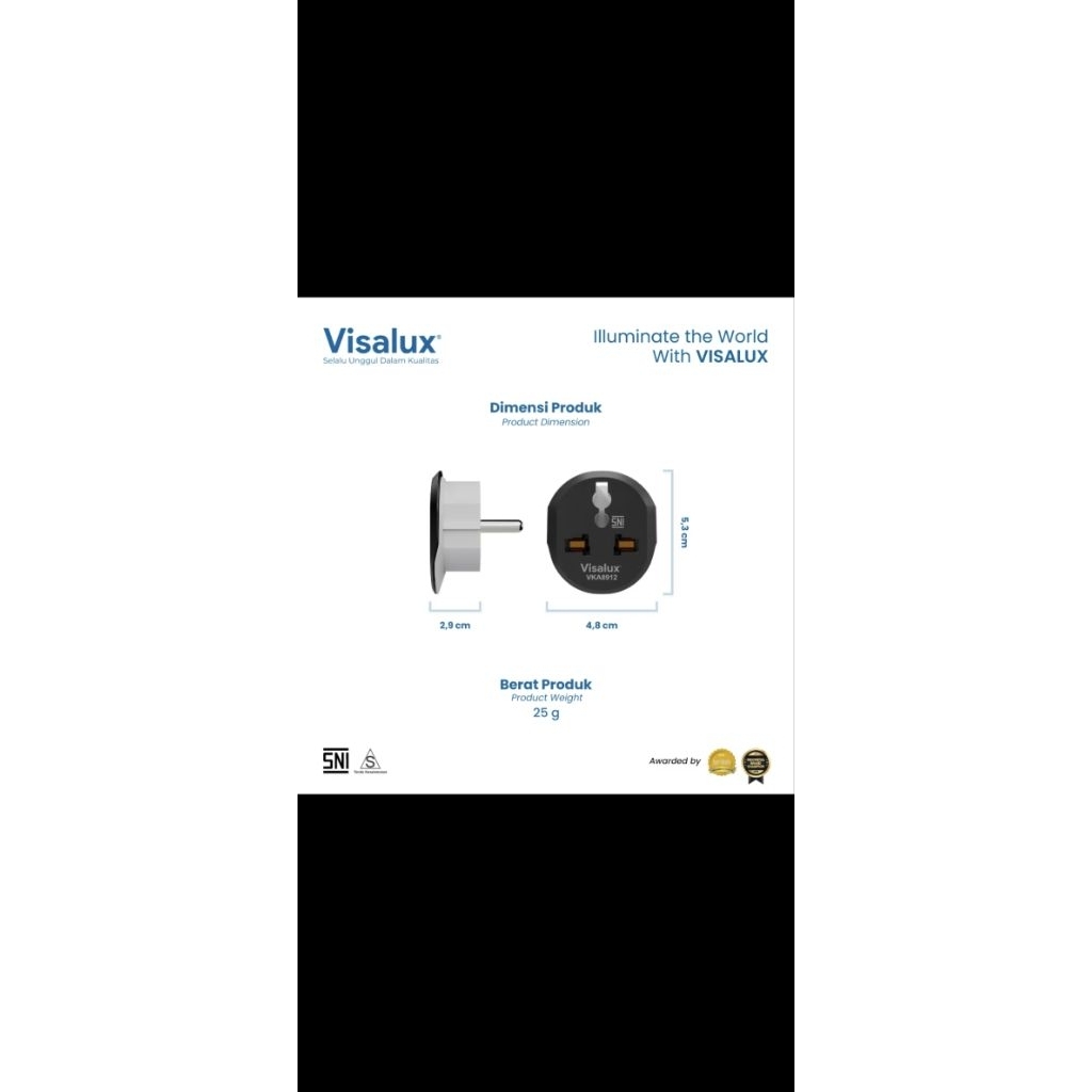 Steker Universal Visalux VKA8912 - Tahan Panas, Tahan Karat, Konduktor Listrik Tinggi