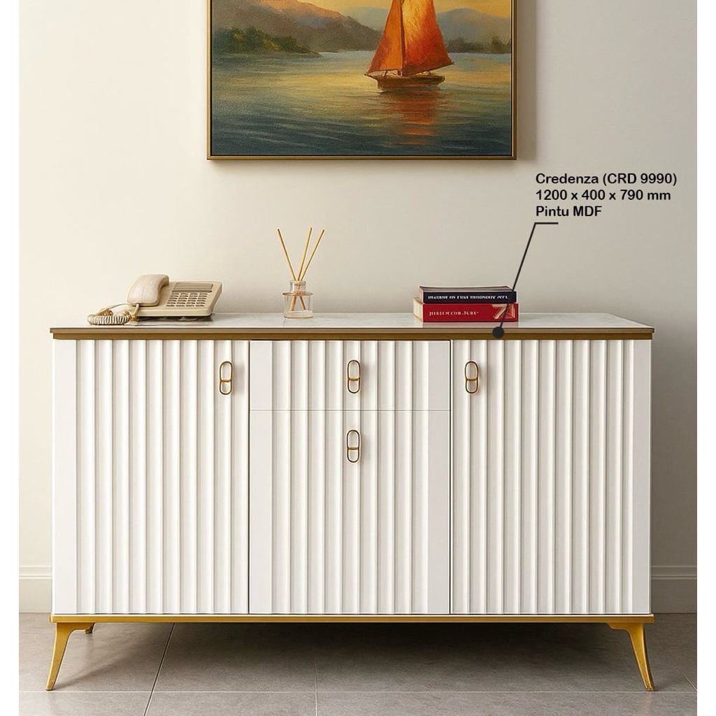 Buffet TV Minimalis Batu Granit Kaki Besi / Buffet Konsul Ruang Tamu / Buffet Import 120cm