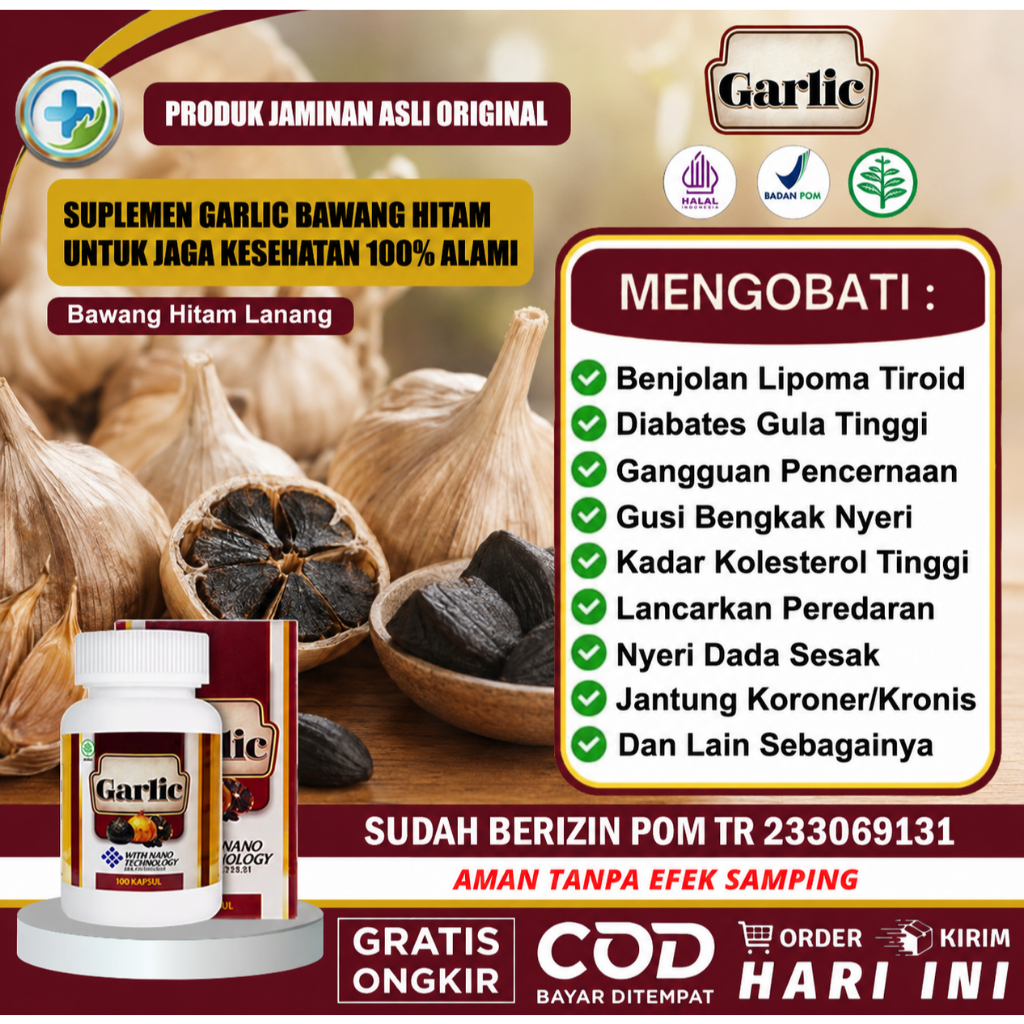 Garlic | Black Garlic Kapsul ORIGINAL Ektrak Murni Fermentasi Bawang Putih Hitam Lanang Tunggal